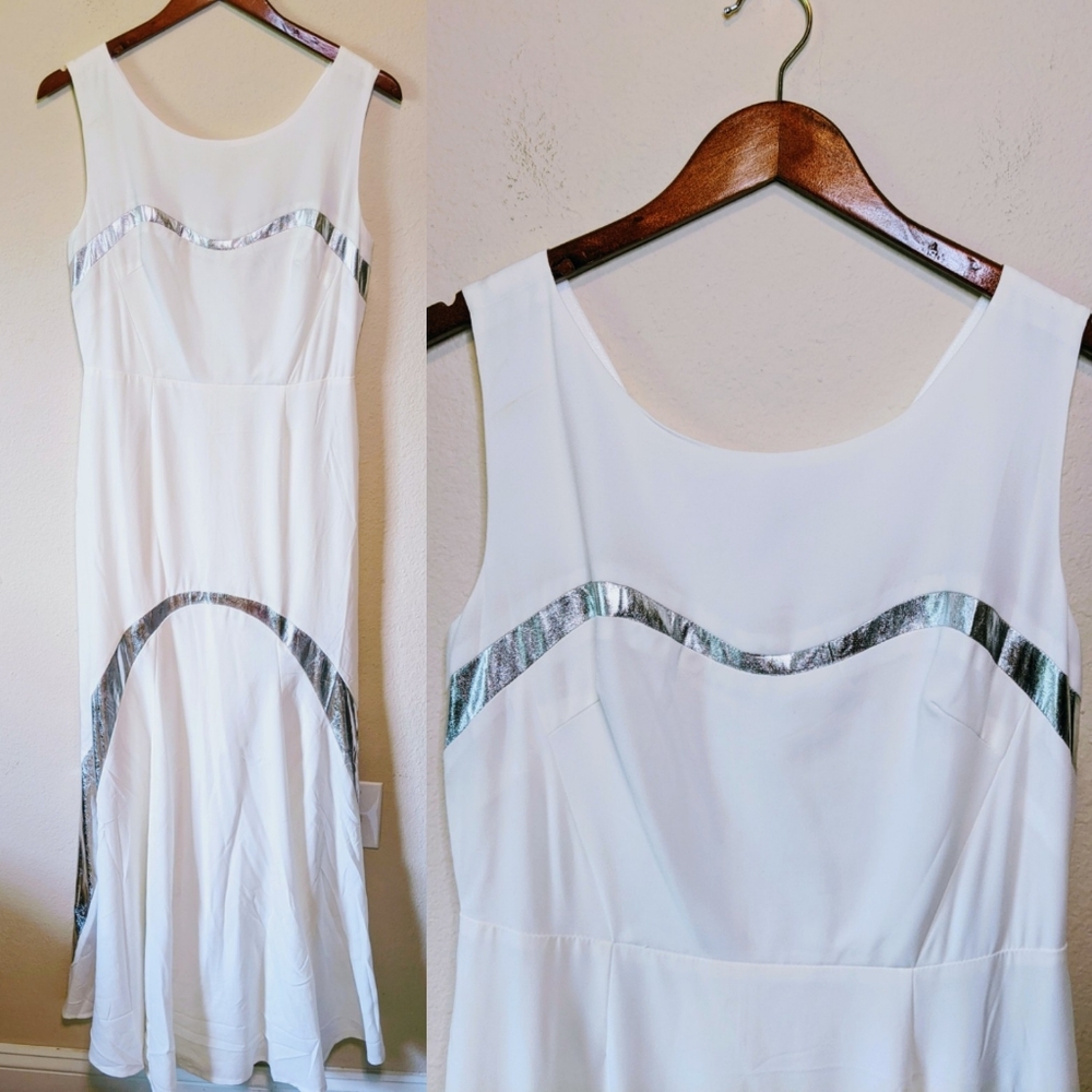 NWT Lucy & Co White and Silver Dress